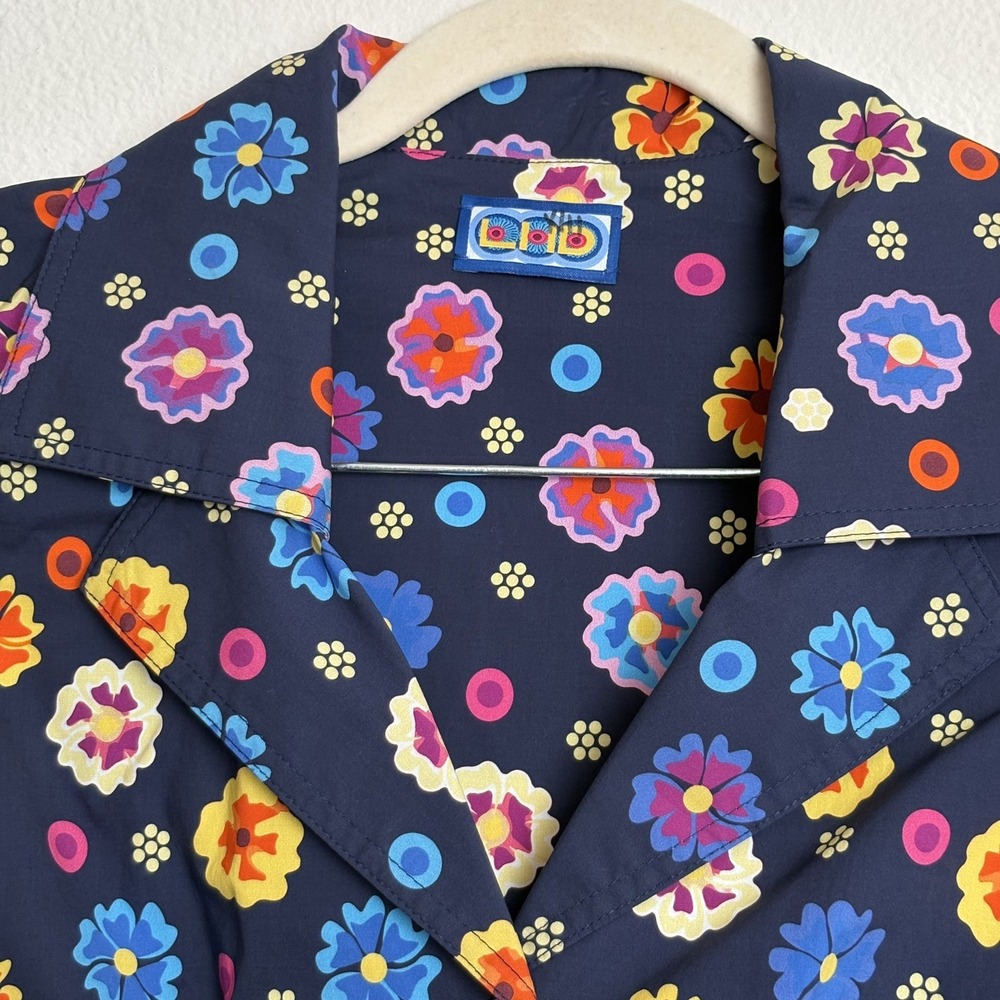 NWT LHD Glades Black Floral Collared Maxi Midi Shirt Dress Sz 8 Retro Graphic - Picture 4 of 15